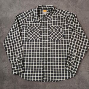 Merrell Shirt Mens XL Black Plaid Flannel Lightweight UPF 50+ Opti Wick Hiking